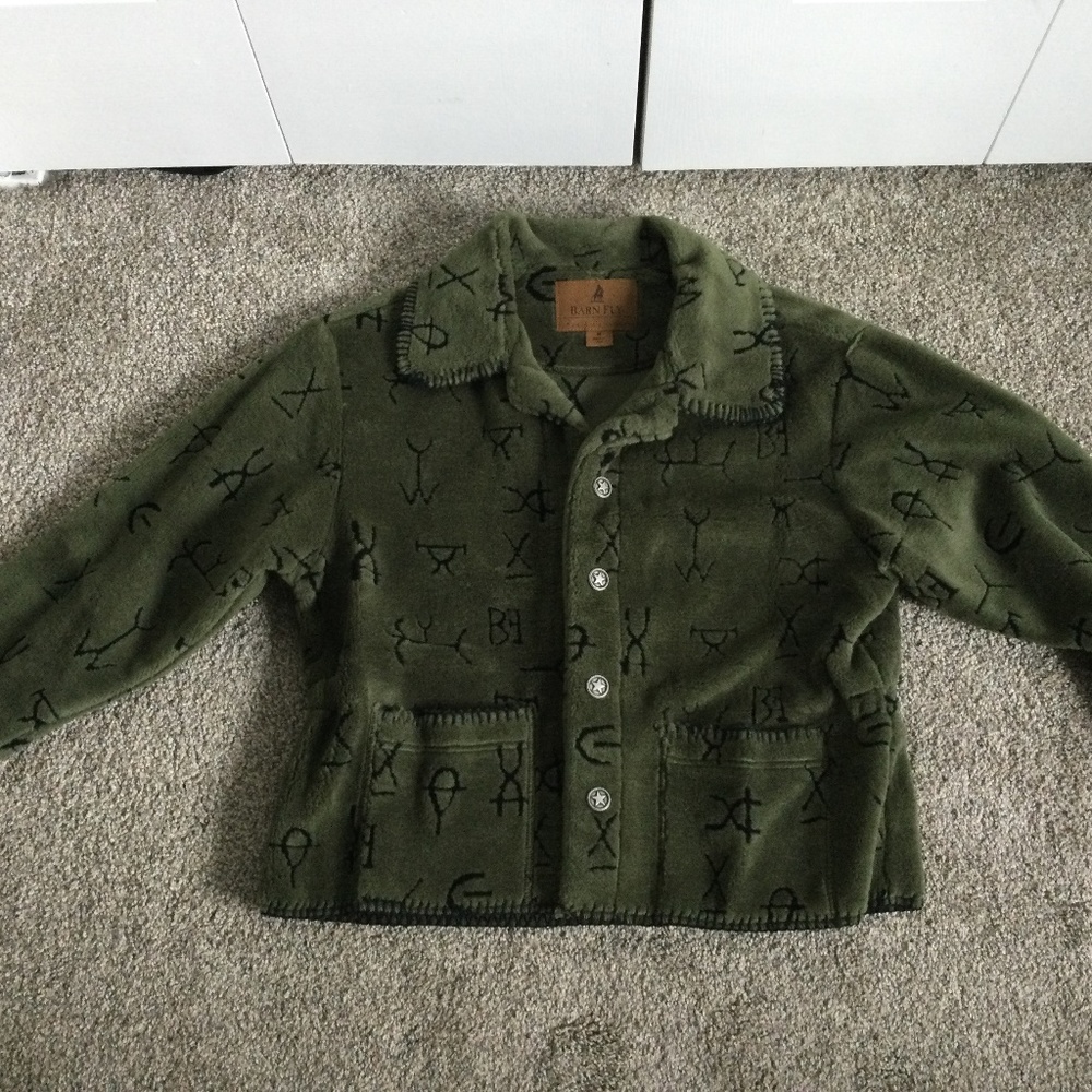 NWOT Womens Barn Fly Ranch Collection Jacket olive w black branding designs Med.